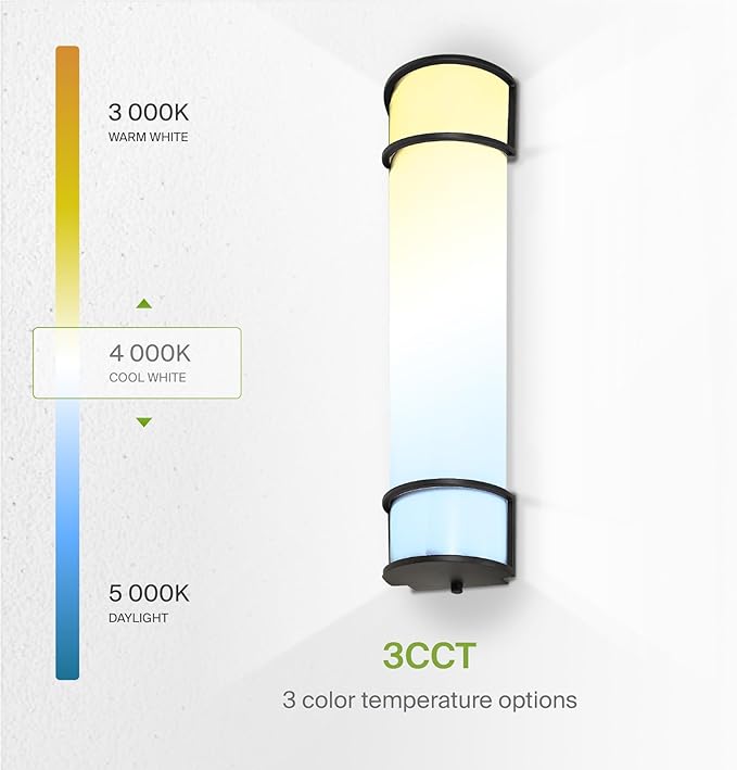 ASD LED 24" Vanity Flush Mount Light Fixture, Linear Bathroom Lighting Bar | 3CCT, Dimmable, Energy Star, ETL Listed | 25W 1950LM 3000-5000K 120V | Long Tube Bath Wall Sconce Over Mirror | Black