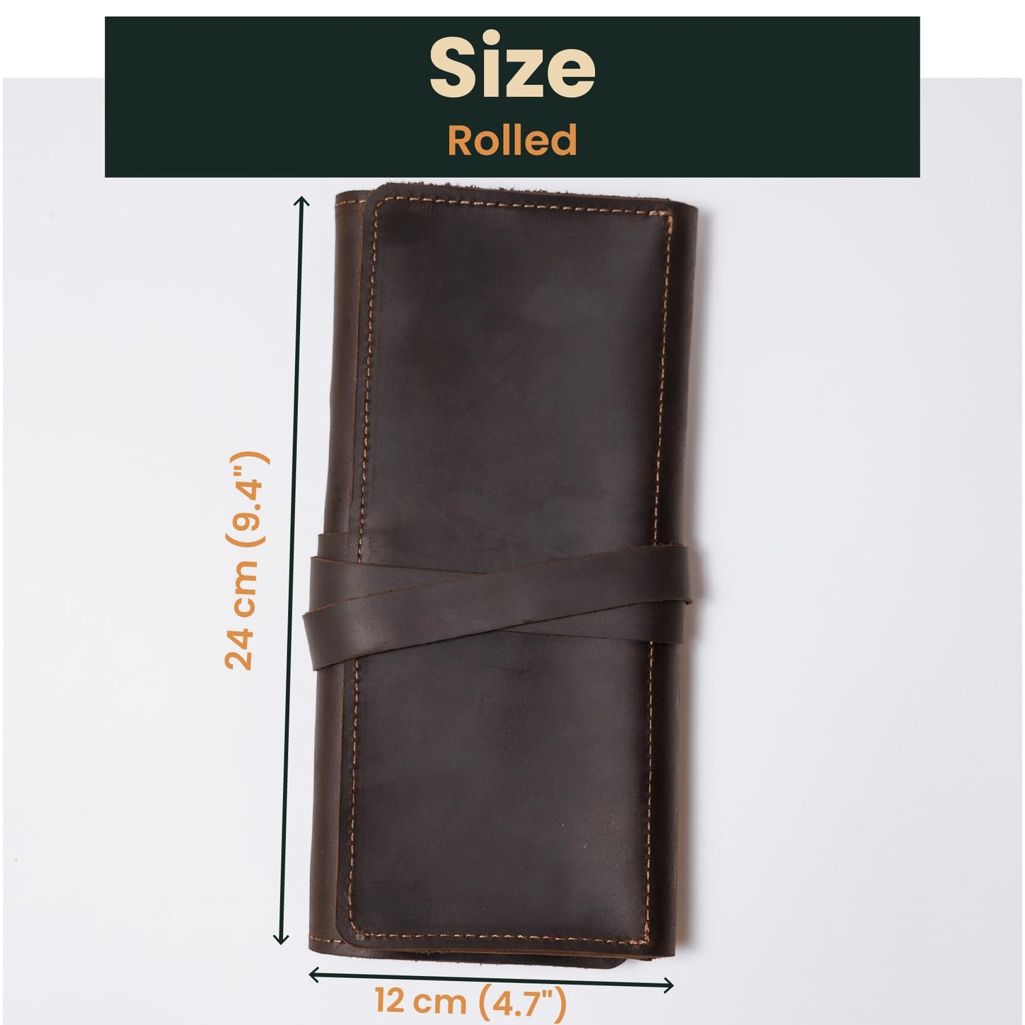 OMBUO Handmade Artist Pencil Case, Leather Artist Roll, Pencil Roll Case, Leather Pencil Case, Artist Gifts (Brown)