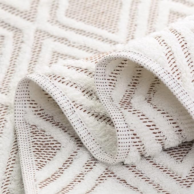 Pidada Bath Towel Diamond Pattern 100% Cotton Absorbent Soft Decorative Towel