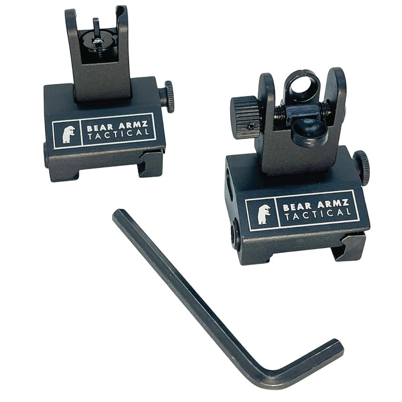 Flip Up Iron Sights | Co-Witness | Spring Loaded | Low Profile | Rapid Transition Front & Rear Iron Sights | Back Up Sights | BUIS for Picatinny Rail and Weaver Rails