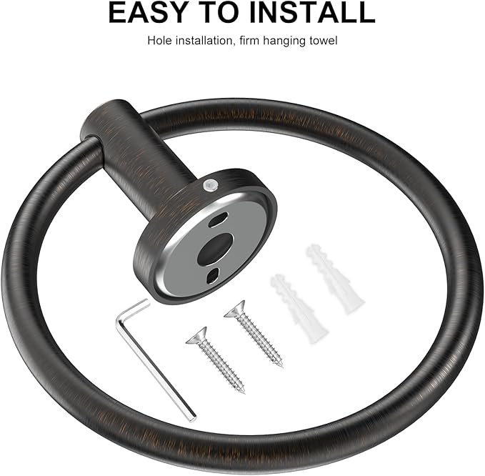 SetSail Towel Holder for Bathroom Wall 2 Packs Towel Ring Screw-in Stainless
