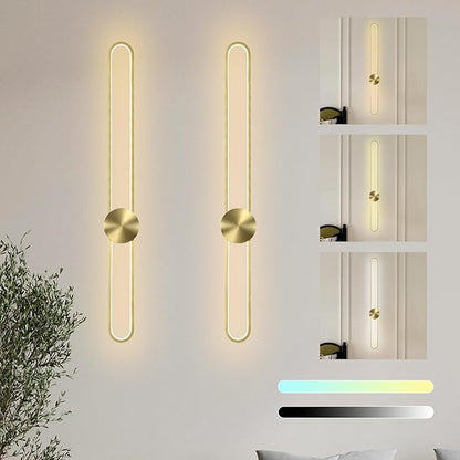 Modern Wall Sconce Dimmable 3000K/4000K/6000K LED Wall Light Fixture, Hardwired Wall Lamp for Living Room, Dining Room, Bedroom, Hallway, Lobby, Entryway (Brushed Gold, 43.3inch/H110cm)
