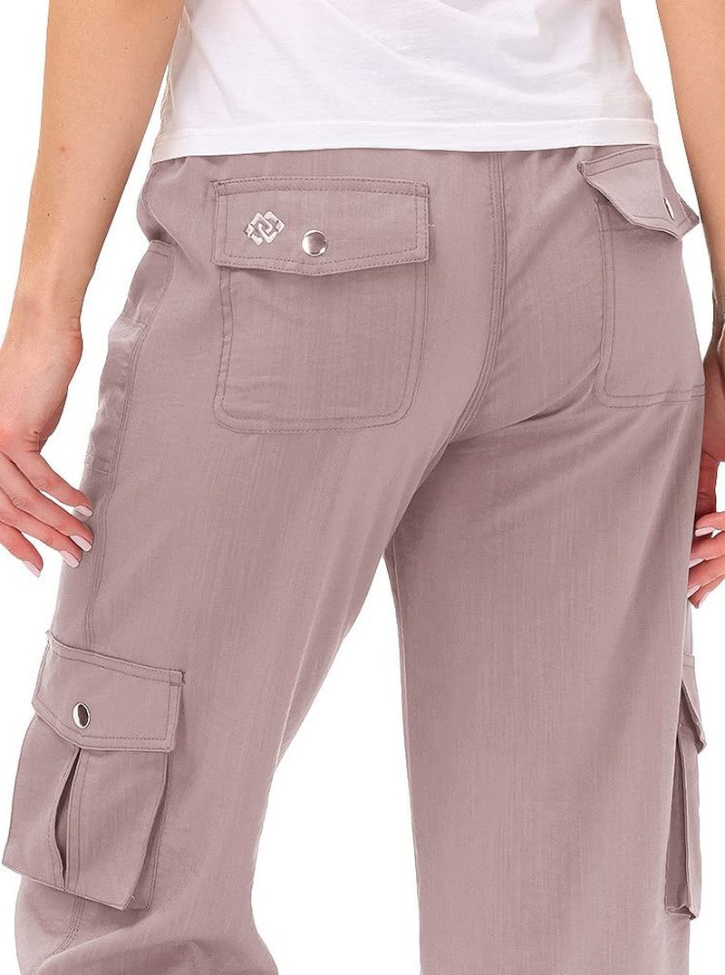 MoFiz Women's Hiking Cargo Shorts Quick Dry Lightweight Athletic Capri Pants for Camping Jogger with Pockets Pink