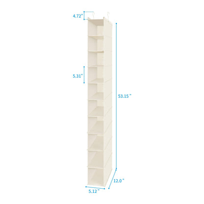 MAX Houser 10-Shelf Hanging Shoe Shelf Organizer, Hanging Shoe Storage for Closet (Beige)