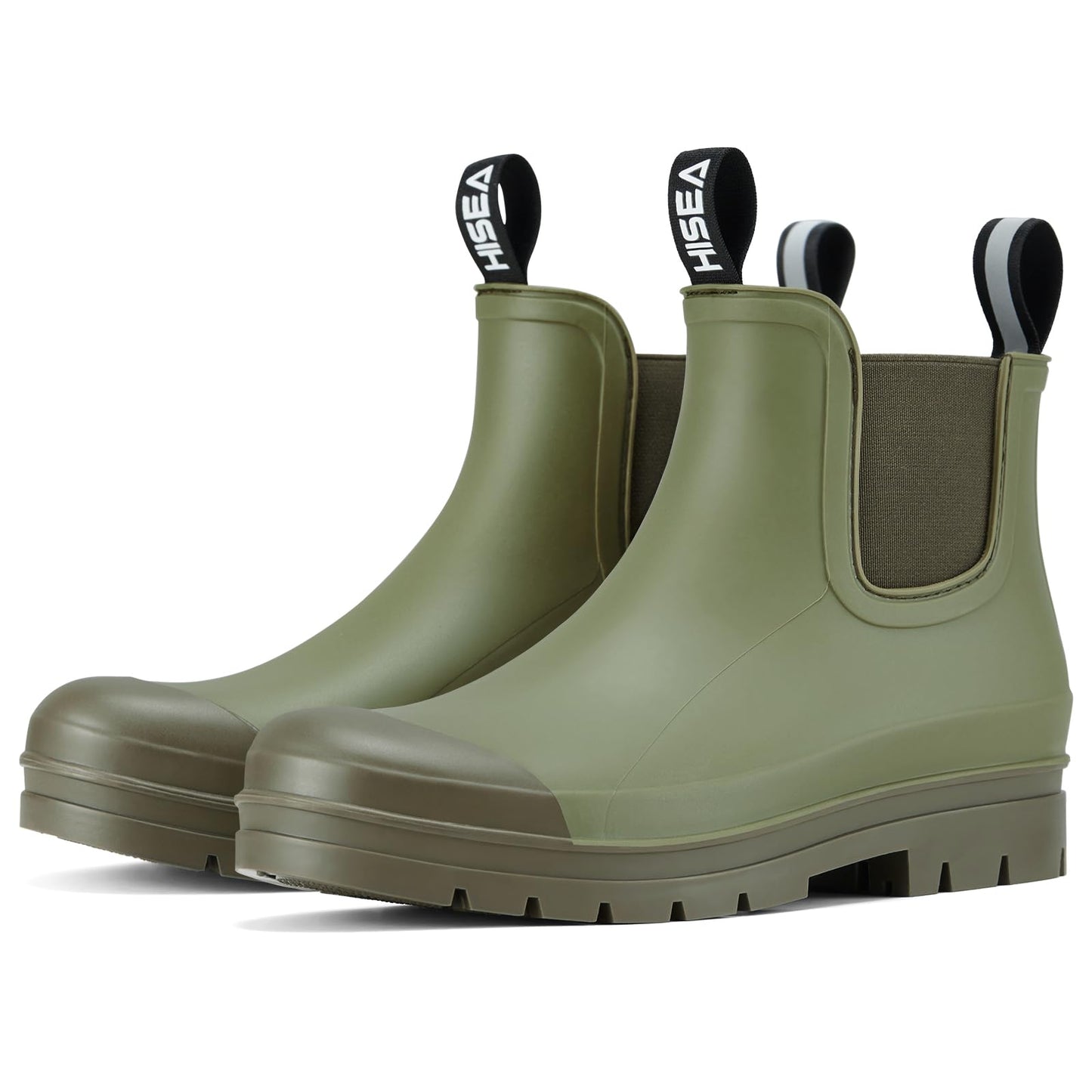 HISEA Women's Short Rain Boots Waterproof Chelsea Boots Fashion Ankle Rubber Garden Shoes Non-Slip Matte PVC Rainboots Lightweight Outdoor Work Booties for Gardening Farming Walking