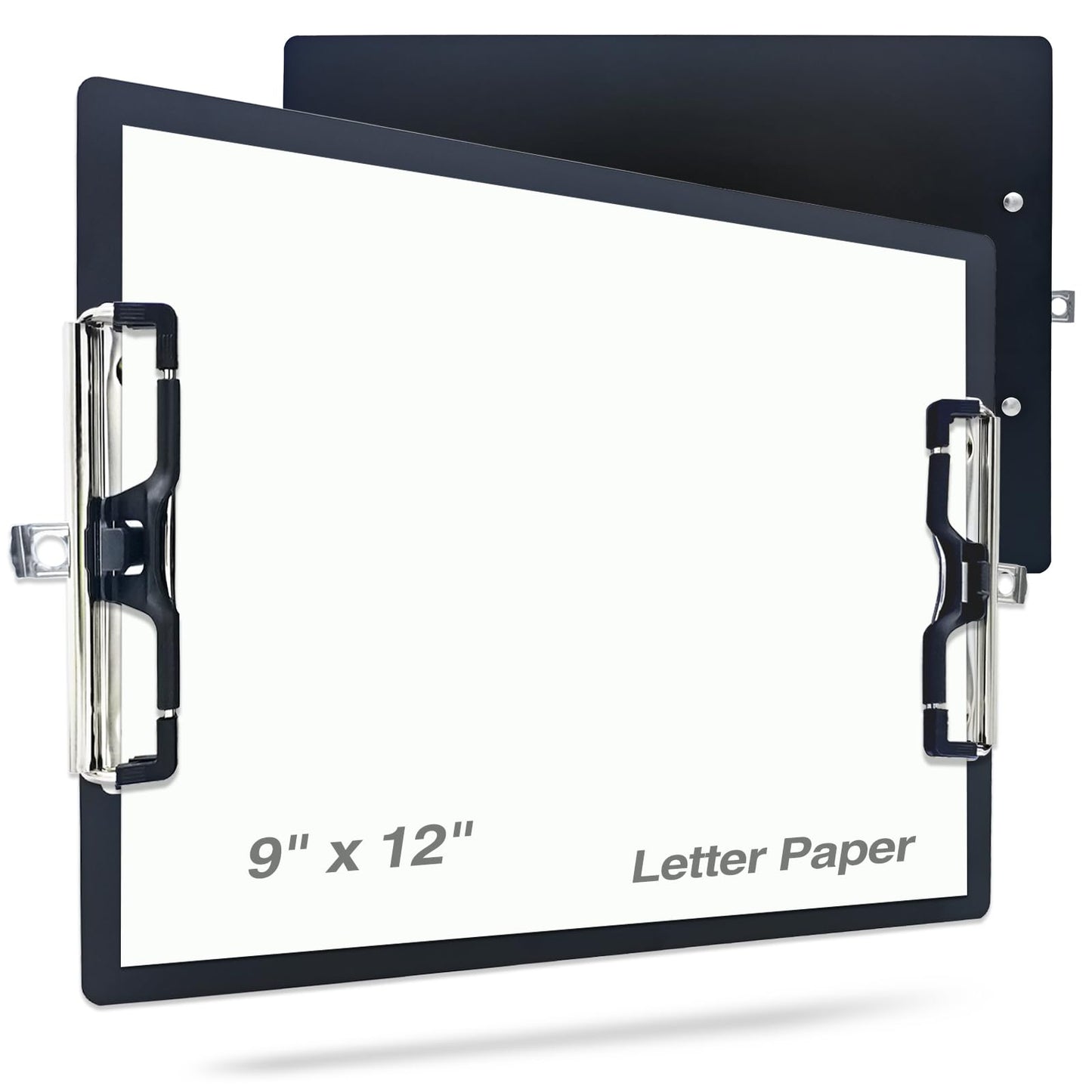 Aluminum Metal Clipboard Sturdy Stainless Hangable with Pen Holder Double Clip Board Size Letter A4 9" x 12.6" for School Office Business Medical Professionals Workshop Factory