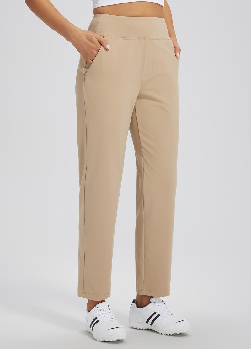 Libin Women Athletic Sweatpants 29'' Travel Pants for Women High Waisted Ankle Pants with 4 Pockets for Golf Casual Khaki M