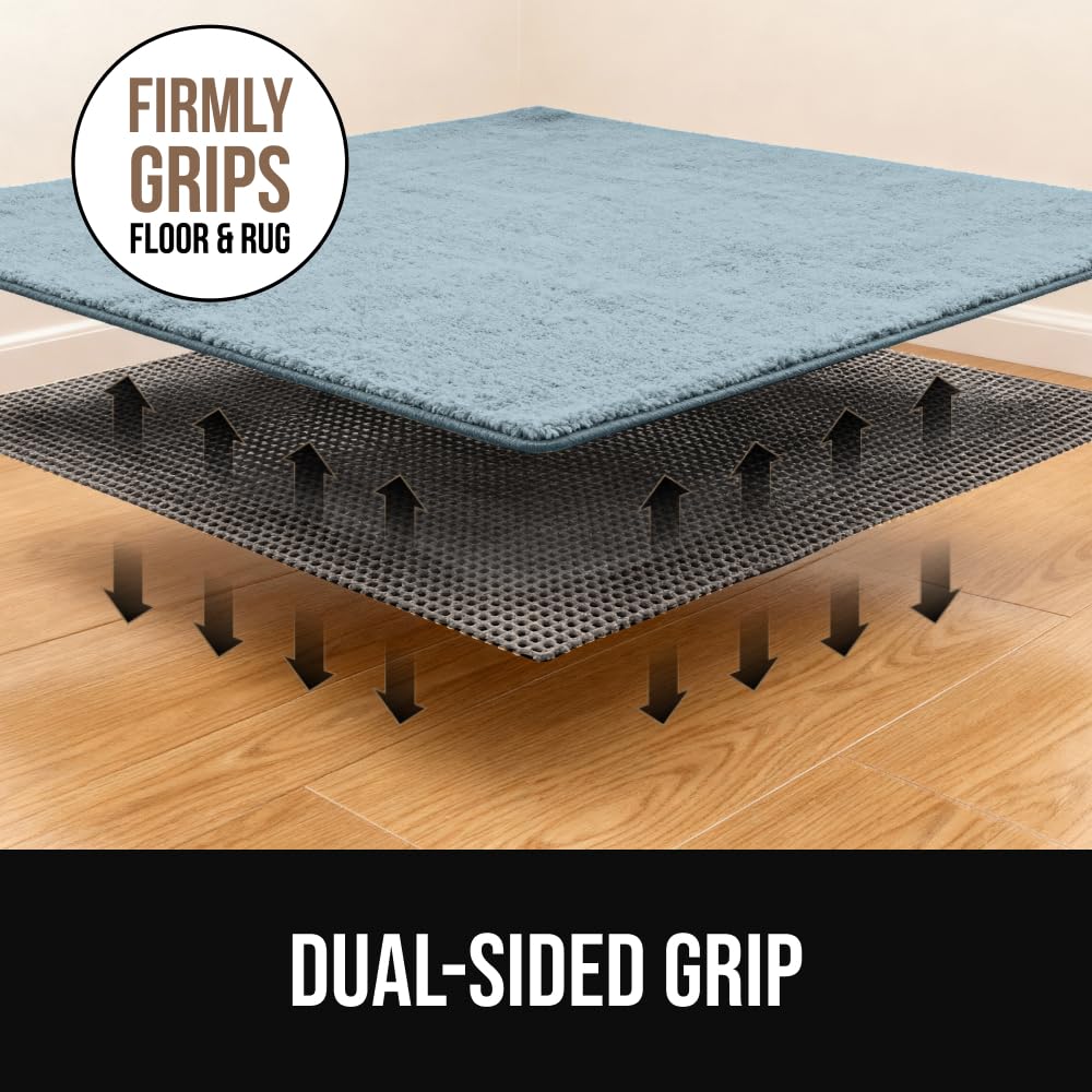 GORILLA GRIP® Premium Dual Sided Thick Rug Gripper Pad for Hardwood Floors, Breathable Slip Resistant Pad Grips Under Carpet Area Rugs for Hard Surface Floor Protection, Easy Trim Mats, 2x3, Grey