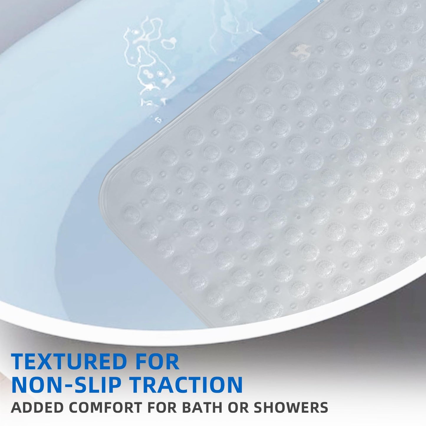 ZHICHENG Bath Mat - Shower Mat Non Slip - Long 31.88 x 15.74 Inch Bathroom Mats for Tub Nonslip - Anti Slip Bathmats - Bathtub Mat Non Slip with Massage Particles (Transparent)