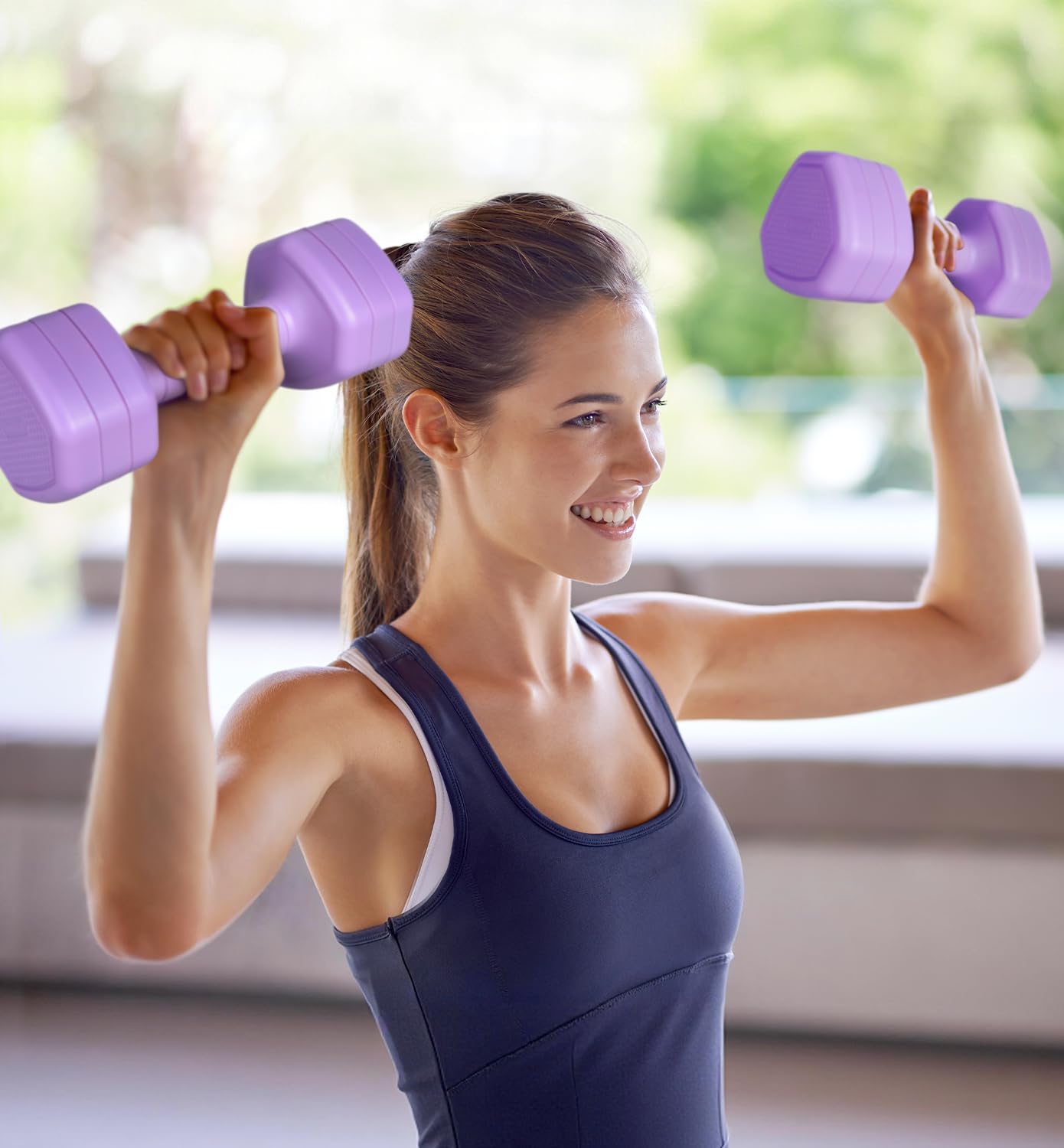 Adjustable Dumbbell Set of 2, 10LBS Hand Weights for Women Men 3-in-1 Free Weight Dumbbells Sets at Home, Each 1lb 3lb 5lb for Home Gym Exercise Workout Strength Training Equipments Purple