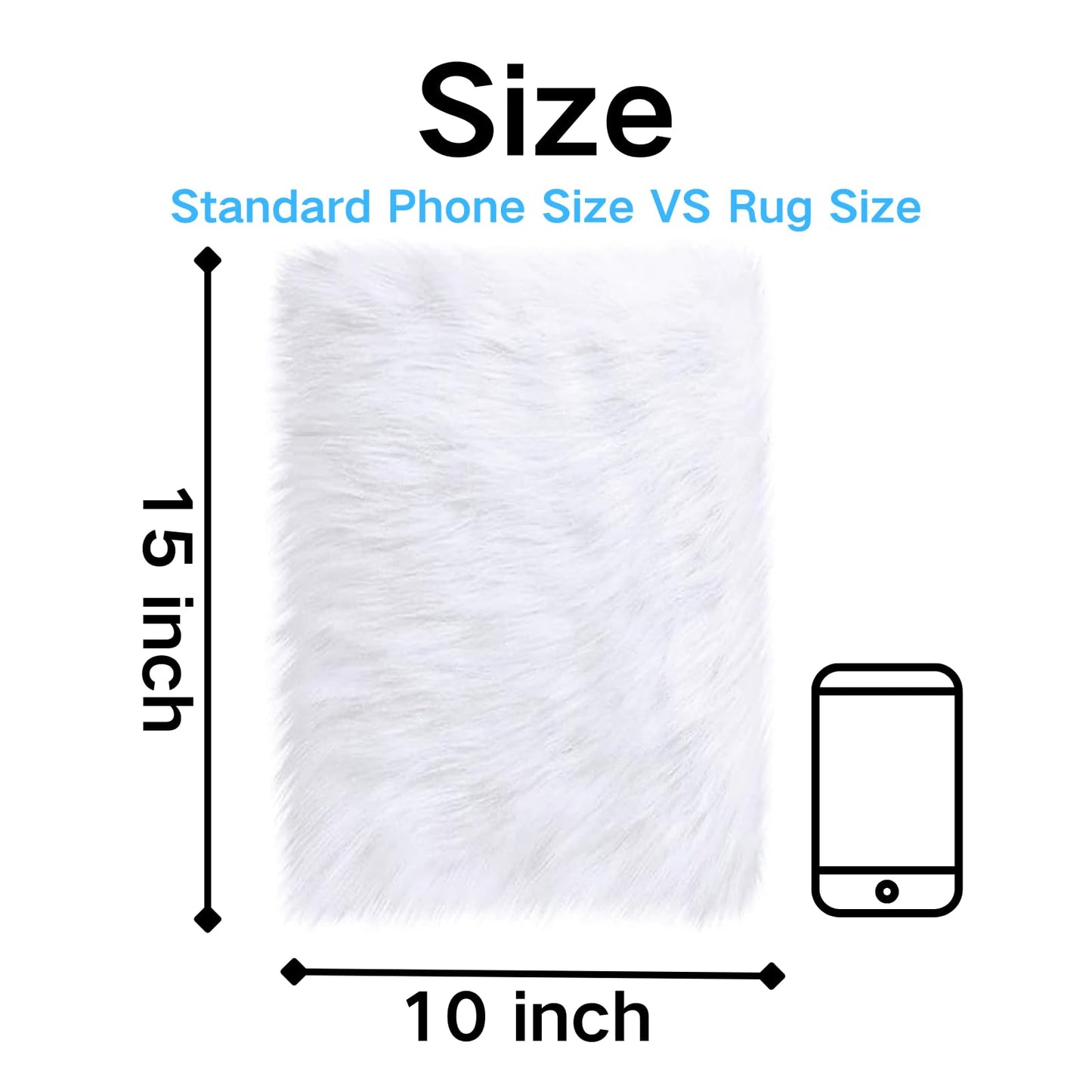 Yueeer Rectangle 10 x 15 Inches Small Product Photo Background & Luxury Photo Props，Area Rugs Fluffy Carpet Mini Small Size，Great for Nail Art, Home Decor，Tabletop Photography, Jewelry (White)