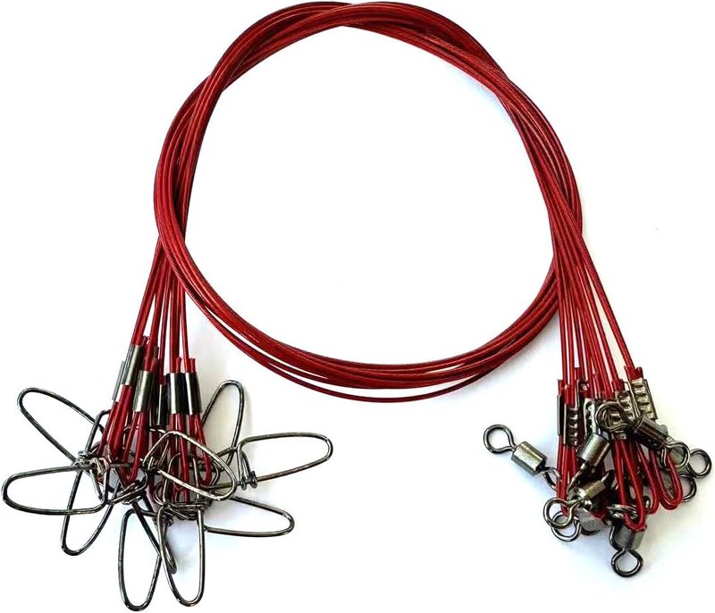 Heavy Duty Saltwater Fishing Leaders - 125LB Stainless Steel Wire with Swivel & Snap