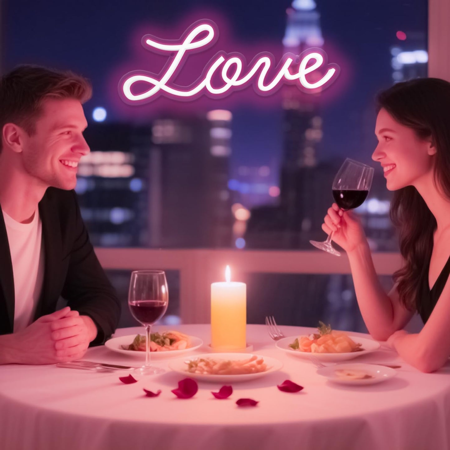 Miootly Love Neon Sign, LED Love Light up Sign Wall Decor for Girl Bedroom Christmas Valentine's Day Wife Women Birthday Gift Living Room Home Decor, 16"x 6" USB Powered 10 Pink Brightness Light up