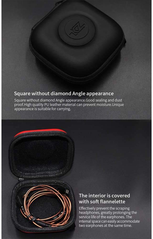 KZ Earphone Case Zipper Headphone Bag USB Cable Accessories Pouch for KZ ZS10 Pro ZSN ED9 ZST Protective Storage Portable Earbuds Carrying Box (2 Pieces Black)