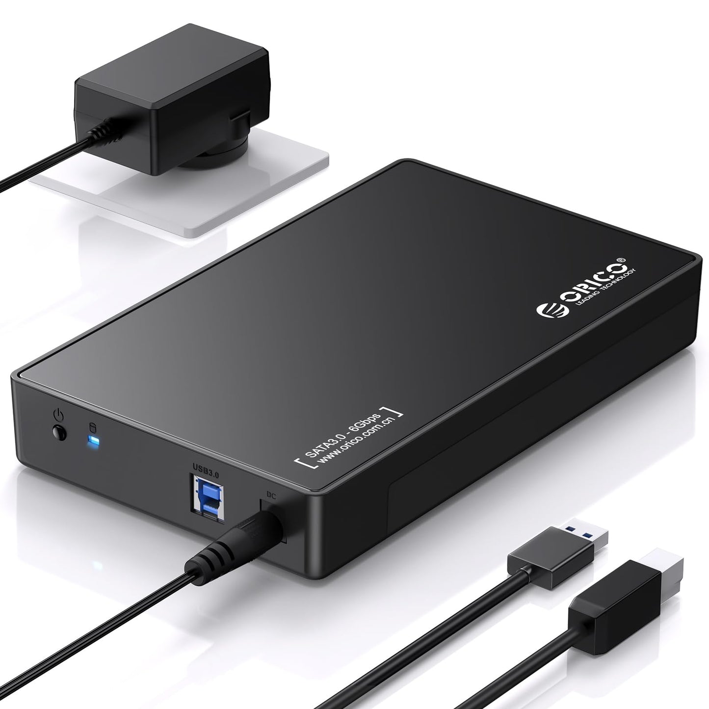 ORICO USB 3.0 External Hard Drive Enclosure for 3.5/2.5 Inch SATA Hard Drives/SSD Up to 20 TB, 3.5'' Tool-Free HDD Enclosure with 12V/2A Power Supply and UASP Acceleration (3588US3)