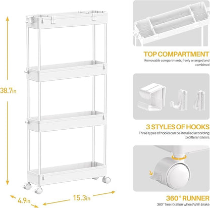 SPACELEAD 2-piece Set Slim Storage Cart 3 Tier,Bathroom Organizer Rolling Utility,Mobile Shelving Unit Slide Out for Office, Kitchen, Laundry Room & Narrow Places