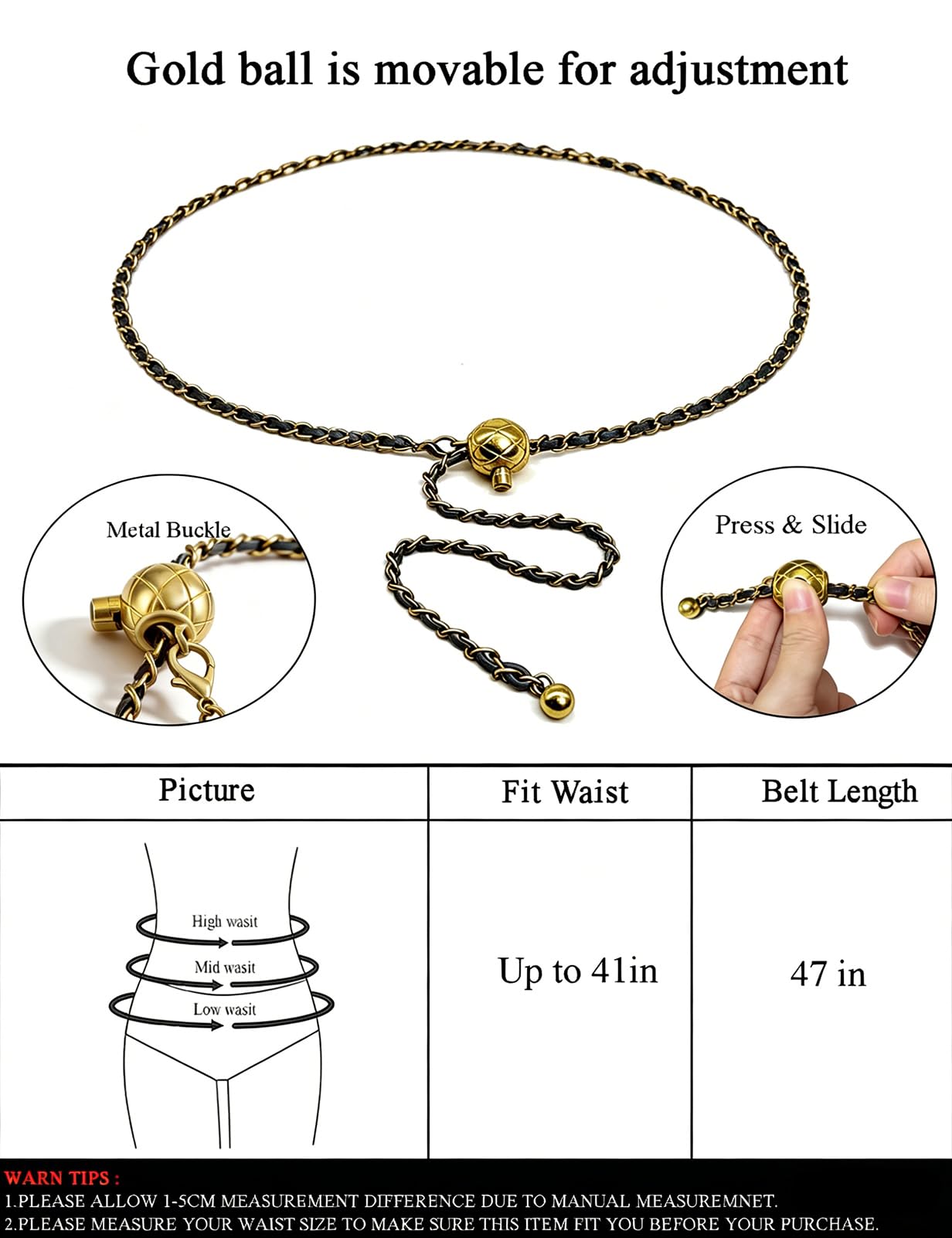 BEMYLV Leather Chain Belt Bag for Women Black Crossbody Phone Purse Adjustable Fanny Pack Fashion Waist Purse Evening Clutch Detachable Mini Handbag