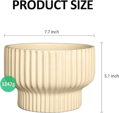 OXART Ceramic Pots for Plants, 7.7 Inch Round Plant Pot with Drainage Hole, Modern Outdoor Flower Pots Home Garden Decorative Planters for House Plants Indoor Planters (Yellow)