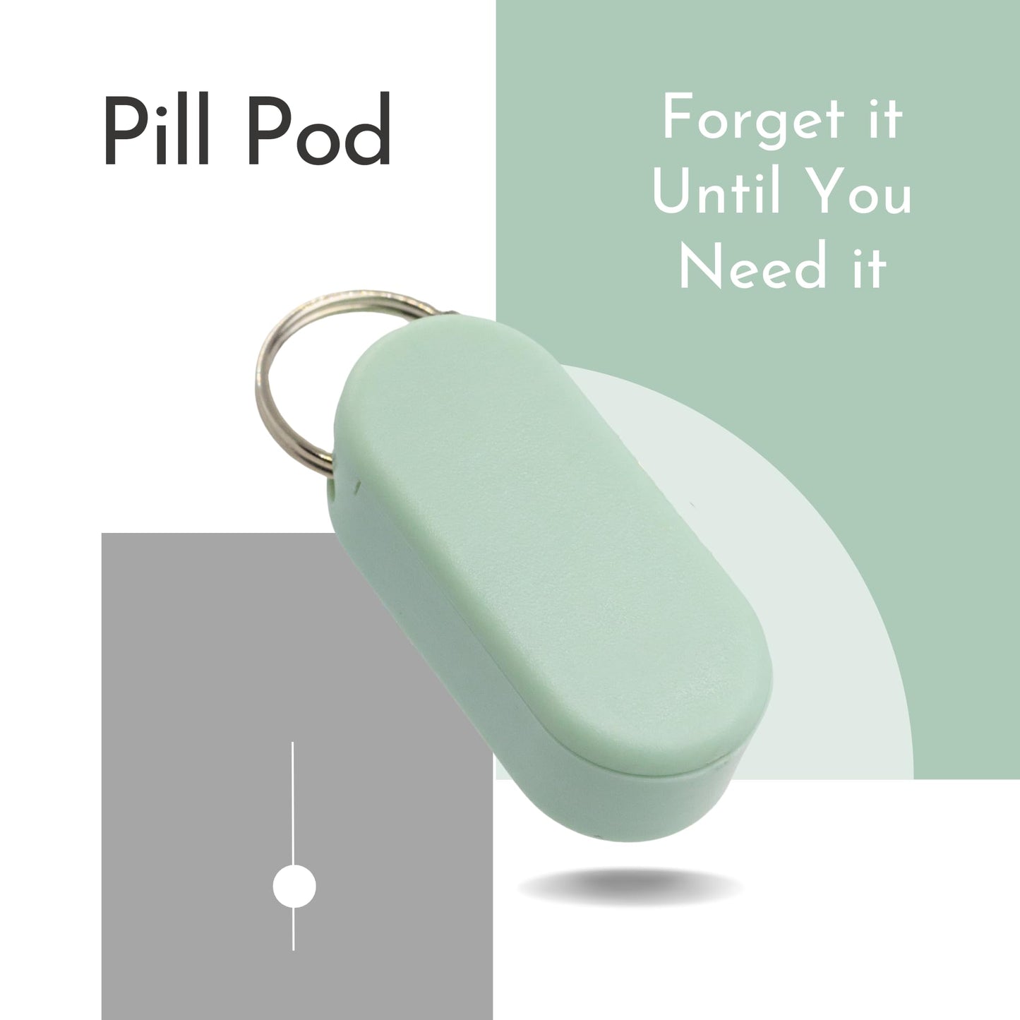Pill Pod Pill Keychain & Keychain Pill Holder - Magnetic Pill Case for 3-5 Daily Tablets, Small Pill Box for Travel, Thin Pill Container for Purse or Pocket (Mint)