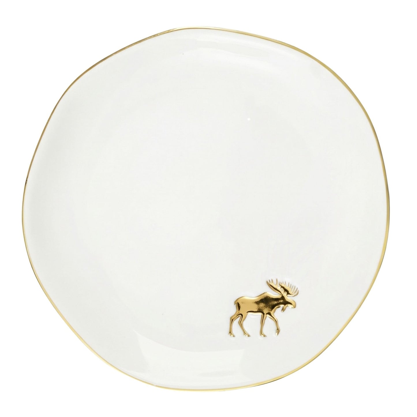 InnoBeta Moose Gifts for Women Girls, Gifts for Moose Lovers - 4.75" Handcrafted Ceramic Ring Dish with Gold Trim, Decorative Trinket Dish for Rings Earrings Necklaces