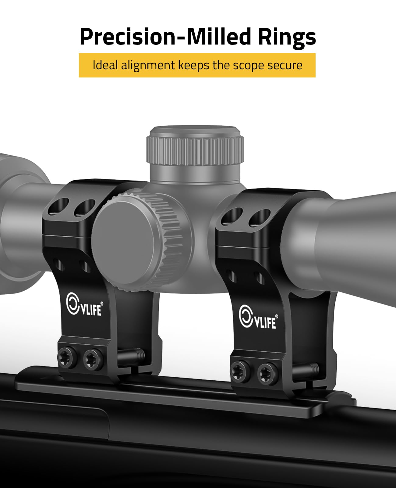 CVLIFE 1 inch Dovetail Scope Rings Mount for 3/8 inch or 11mm Dovetail Rails - High Profile 1" Rifle Scope Mount with See Through Base - 2 Pieces