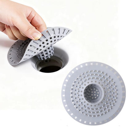 Shower Drain Hair Catcher, Premium Silicone Drain Protector & Shower Drain Cover for Regular Drains of Shower Room, Bathroom, Grey