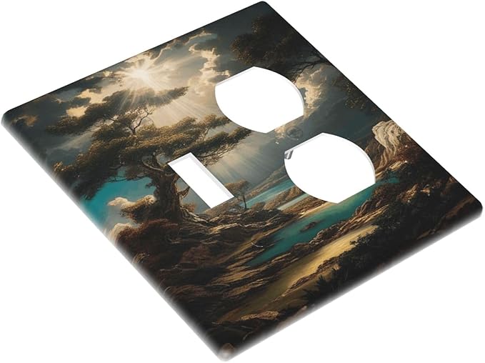 Decorative Art Light Switch Covers Sunburst Over the Wilderness 2 Gang Single Toggle Duplex Combination Electrical Faceplate Switchplate Wall Plate for Home Decor