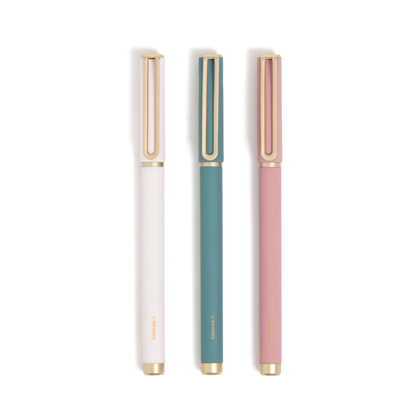 U Brands Catalina Felt Tip Pens with Rose Gold Accents, Medium (0.7 mm) Point, Black Ink, Set of 3, Fashion Soft Touch