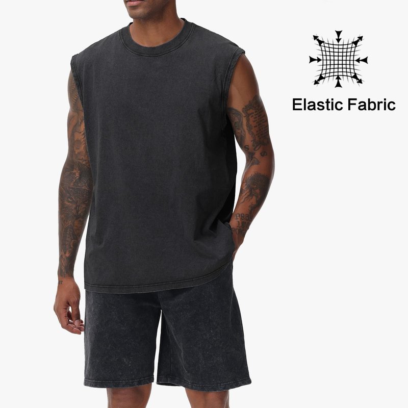Mens Cotton Sleeveless Tank Tops Cut Off Muscle Gym T Shirts Running Beach Loose Fit Tees(ACCFBK XL)