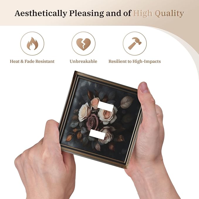 Decorative Art Light Switch Covers Elegant Rose Bouquet Art 2 Gang Double Toggle Wall Plate Decorative Switchcover Electrical Switchplate for Home Decor