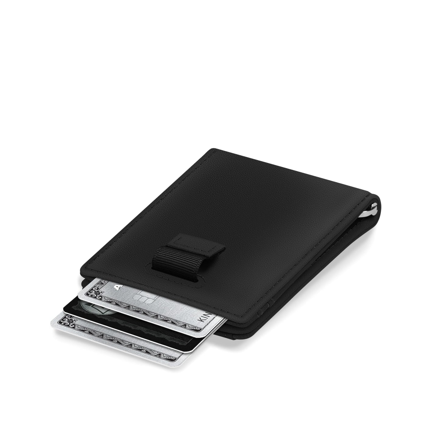 Kings Loot Money Clip Slim Minimalist Wallet for Men – RFID Blocking Leather Design with Money Clip – Front Pocket Bifold Holds 12 Cards – Stylish & Compact Wallets (Black)