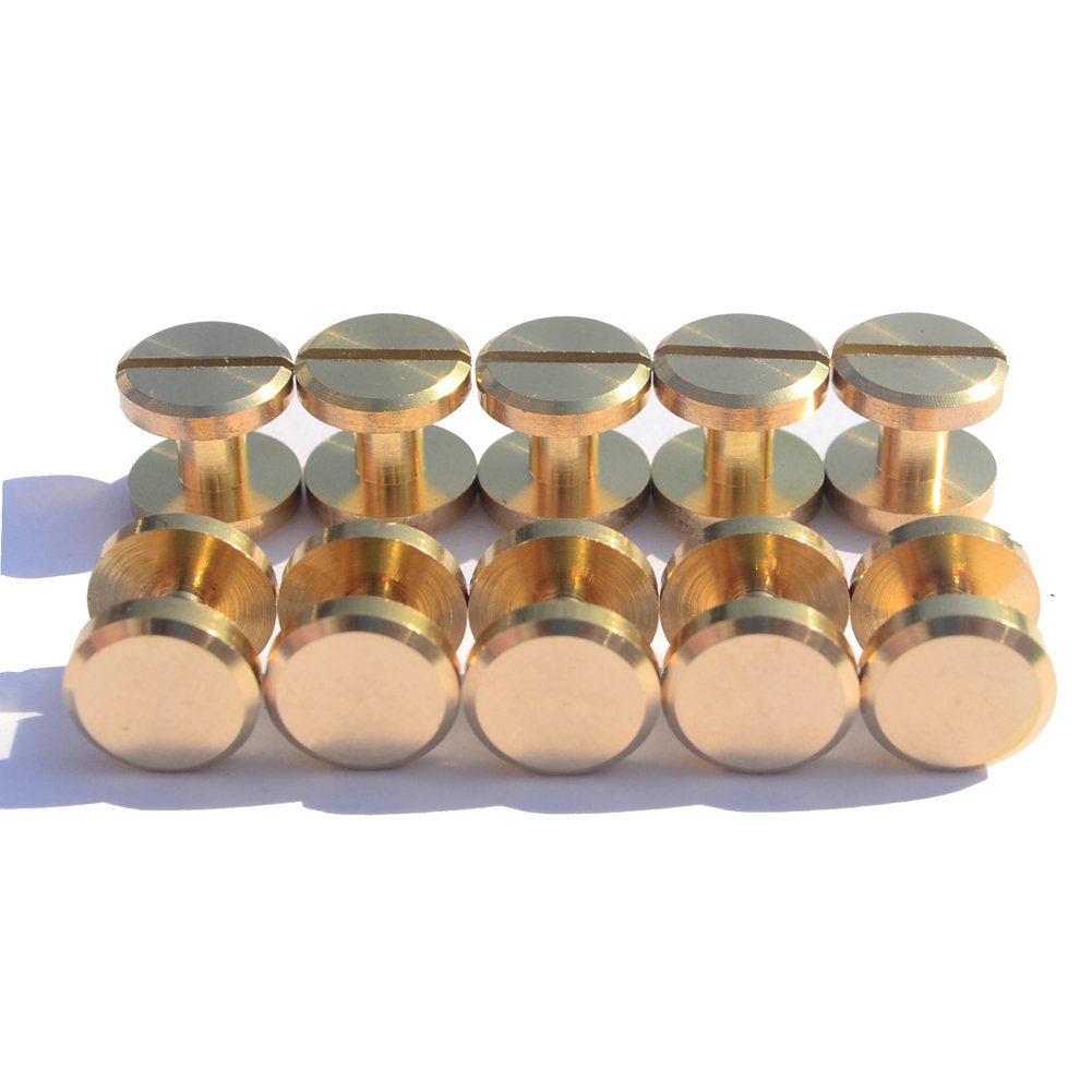 DGOL 50 Pairs Brass Backscrews Golden Leather Fasteners Sturdy Binding Rivets Belt Strap Collar Back Screws PU Studs Length (0.158 inch (4mm))