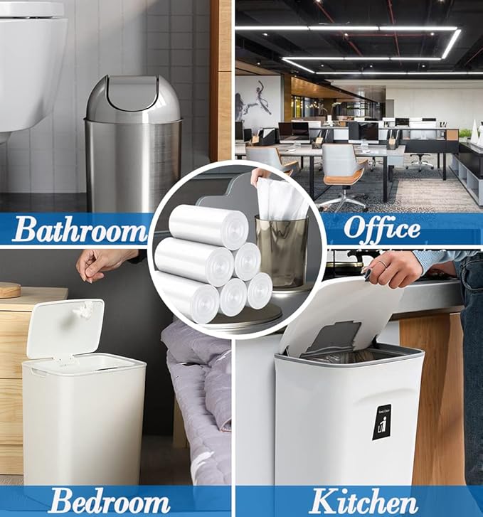 2.6 Gallon Clear trash can liners 300 counts, Small trash bags garbage Bags