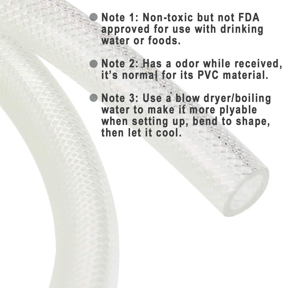 5/8" ID x 25 Ft High Pressure Braided Clear PVC Vinyl Tubing Flexible Vinyl Tube, Heavy Duty Reinforced Hose Tubing, BPA Free and Non Toxic