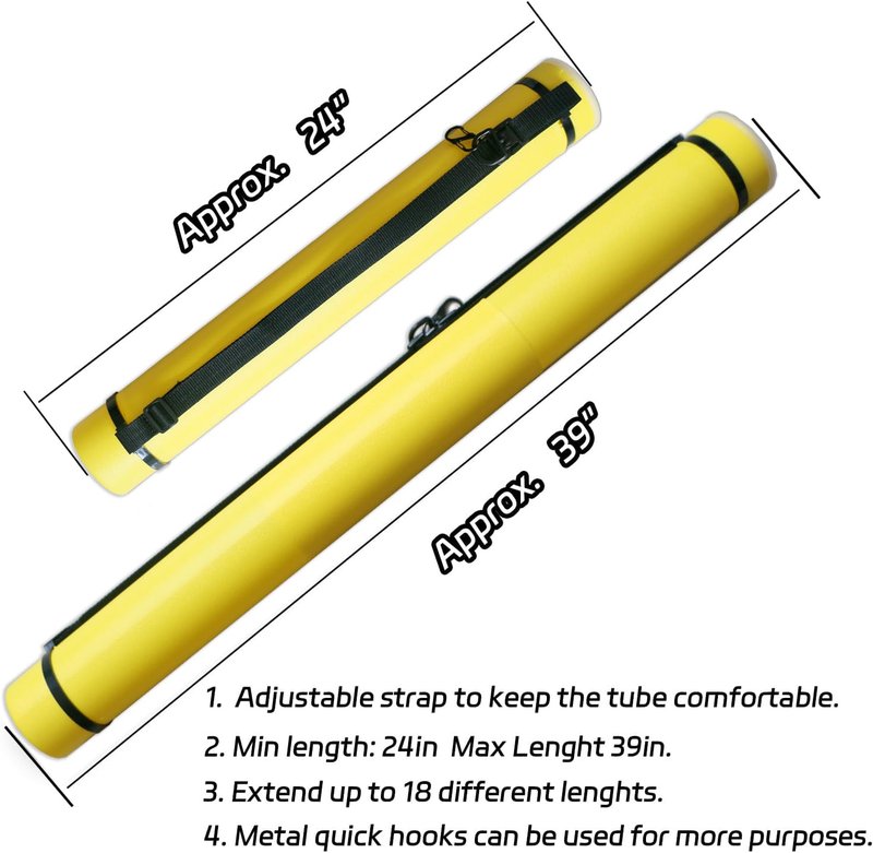 BOWSOUL Arrow Tube Case Adjustable and Extendable Archery Arrow Holder Archery Quivers for Hunting, Target Shooting-Protective EVA Foam Arrow Insert Included (Yellow Tube with Insert)