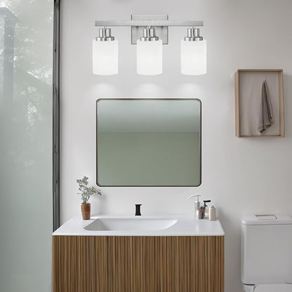 3-Light Bathroom Light Fixtures, Nickel Vanity Light, Modern Bathroom Wall Lights Over Mirror, Farmhouse Wall Sconces Lighting for Bedroom Living Room