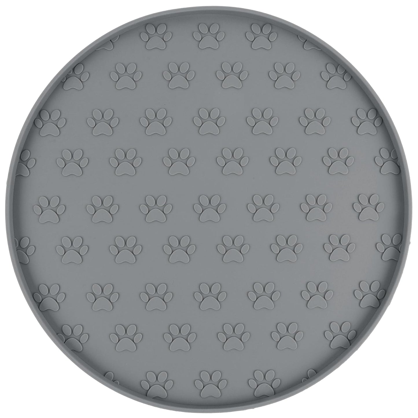 SUNLAND Silicone Dog Food Mat, Pet Feeding Mat for Food and Water, Waterproof Non-Slip Cat Feeding Bowl Mat with Raised Edge, Prevents Residue from Spilling onto The Floor Grey