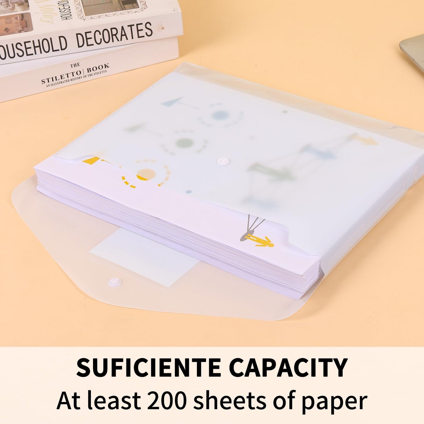 EOOUT 36 Pack Plastic Envelopes Poly Folders, Plastic File Folders with Snap Closure, A4 Size File Envelopes with Label Pocket for Documents School Office Supplies