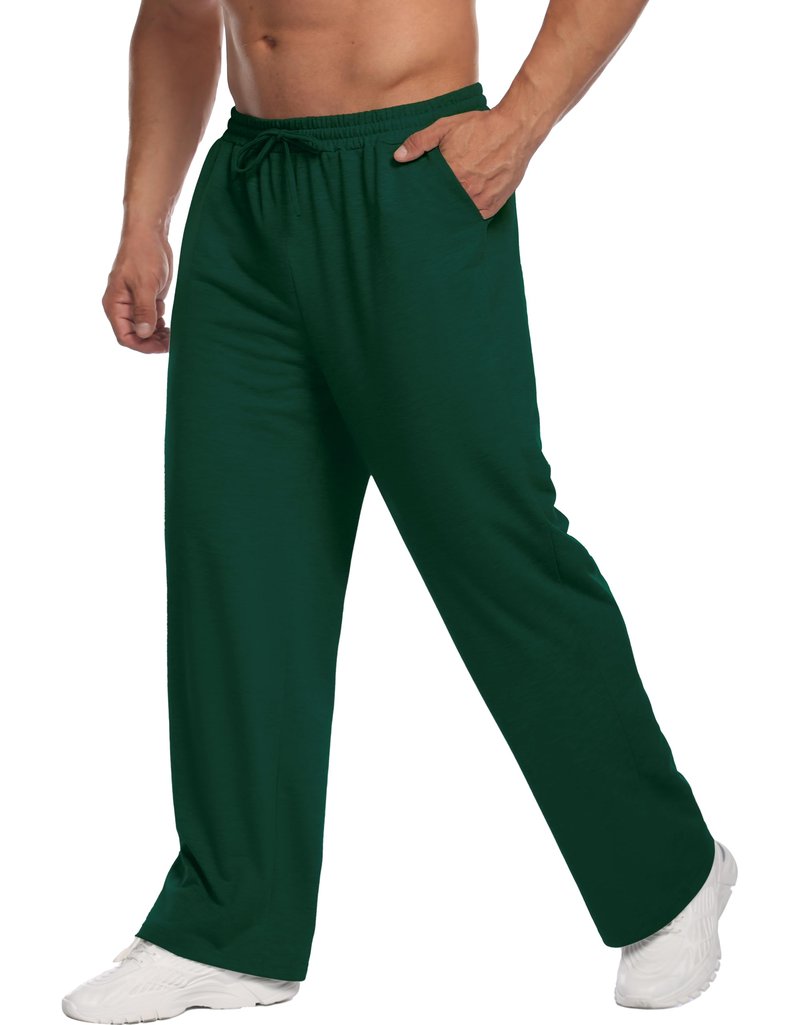 Deyeek Men's Lightweight Sweatpants Open Bottom Baggy Sweat Pants Mens Adult Straight Leg Joggers Sweatpants with Pockets