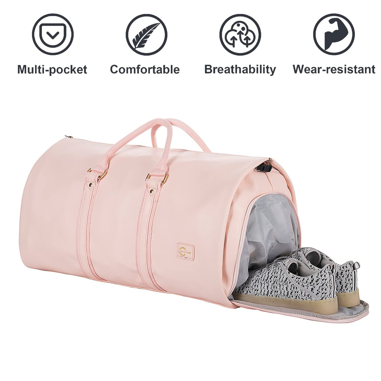 seyfocnia Convertible Carry on Garment Bag for Women, Garment Bags for Travel with Shoe Pouch 2 in 1 Hanging Suitcase Suit Bag for Women Travel Duffle Bag Garment Bag