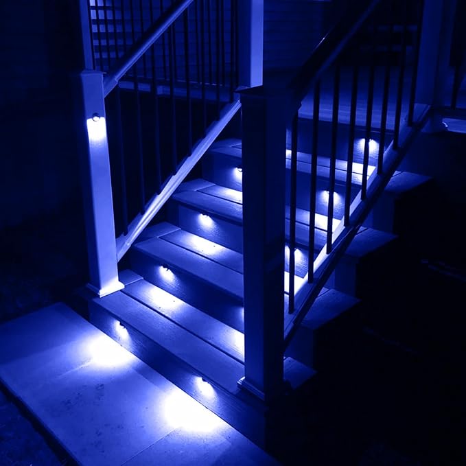 Recessed LED Deck Light Kit, 30pcs 10Lm In Ground Outdoor Landscape LED Lighting for Stair Patio Garden Floor Corner Sauna Room Bathroom, Waterproof IP65, 12V Low Voltage, Blue