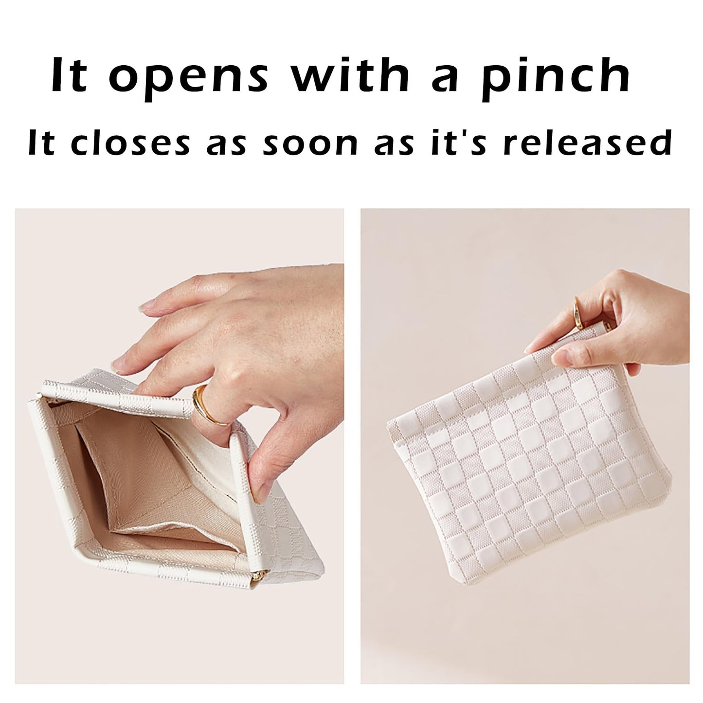HIGH FIT Leather Pocket Cosmetic Bag for Purse,Coin Purse Lipstick Cosmetic Accessories Organizer, Travel Kit Storage Pouch,Waterproof Portable No Zipper Self-closing