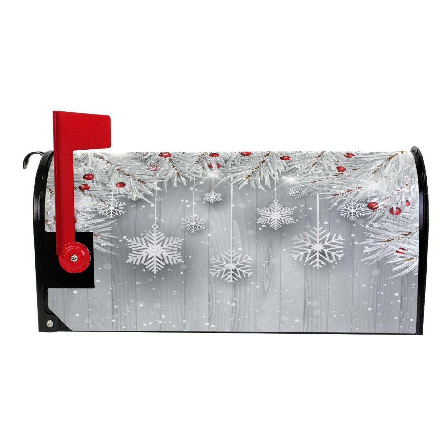 ALAZA Silver Christmas Tree Snowflake Magnetic Mailbox Cover MailWraps Garden Yard Home Decor for Outside Oversized-25.5" x20.8"