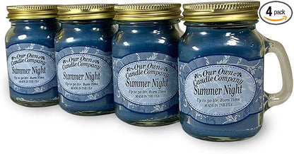 Summer Night Scented Mini Mason Jar Candle by Our Own Candle Company, 3.5 Ounce (4 Pack)