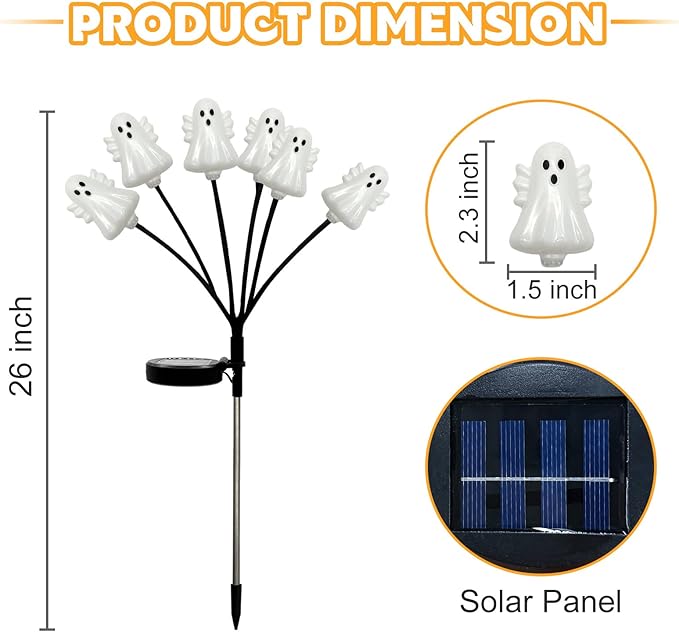 SUNNYPARK Set of 3 Halloween Ghost Lights Outdoor Solar Pathway Lights with 18 Cool White LEDs for Garden Yard Lawn Patio Decorations