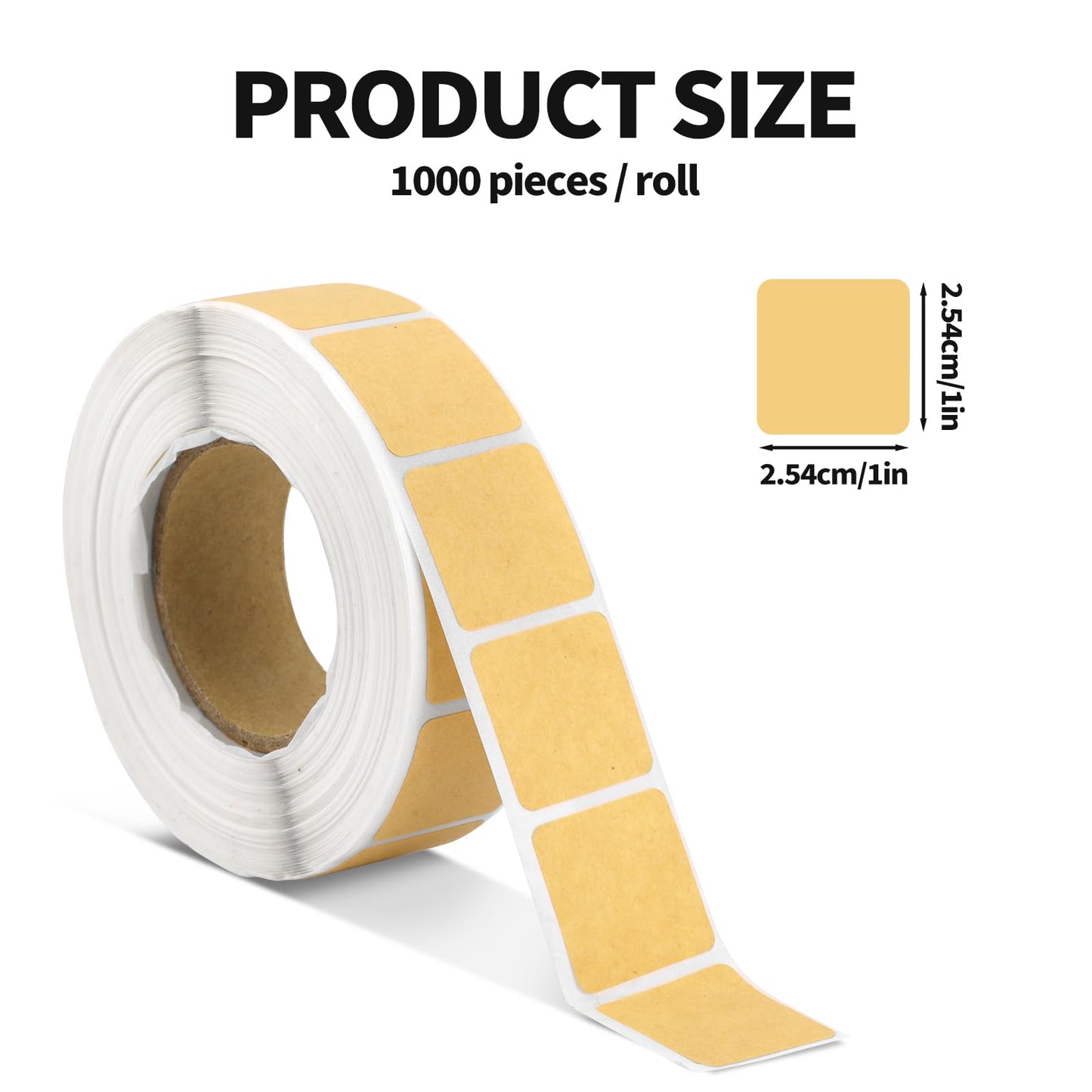 Tinoaly 2000pcs/2 Rolls Pasters, 1 Inch Self-Adhesive Stickers Tape Square Shooting Cardboard Paper Label Marker for Shooting Range Practice (Yellow)