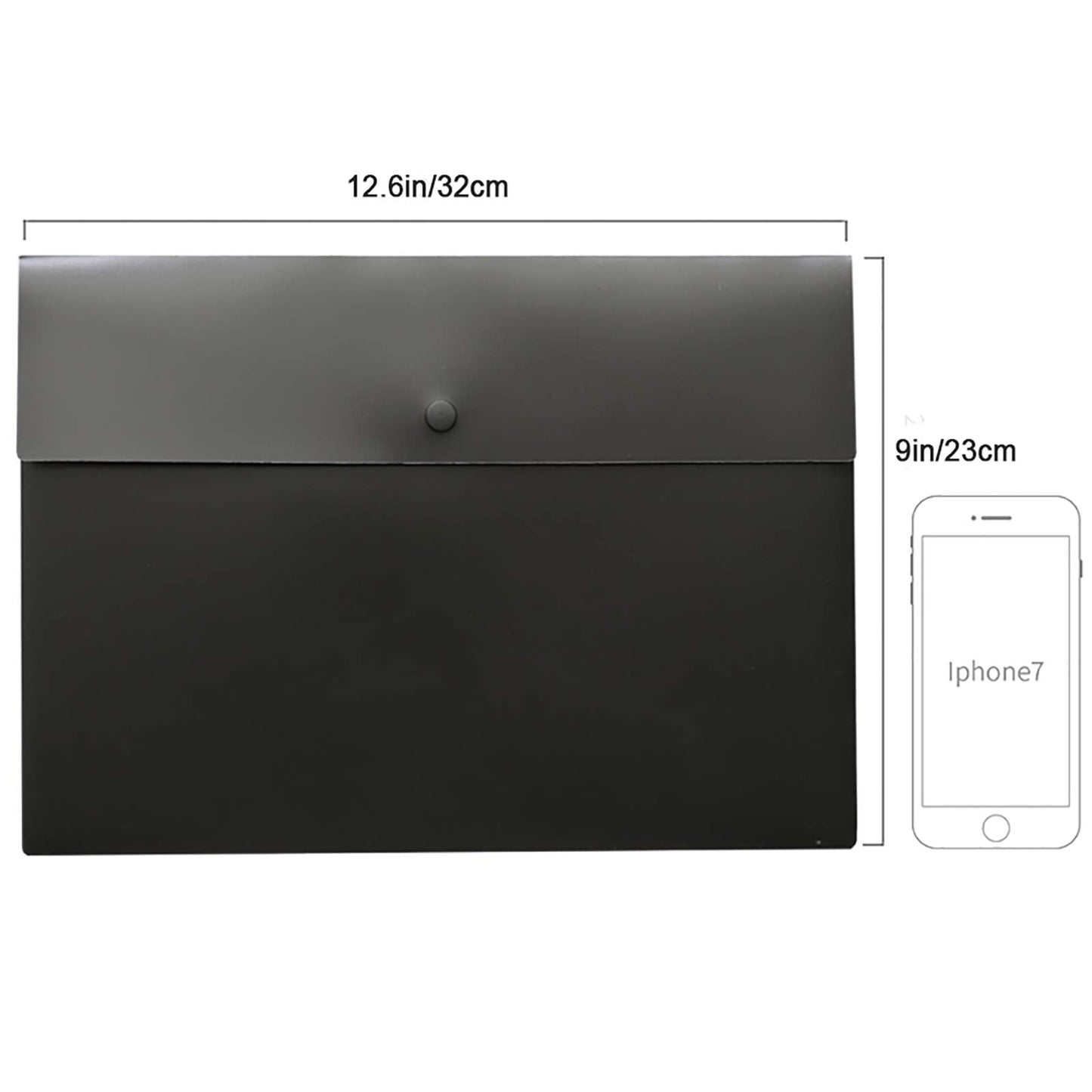 VANRA 5 Pieces A4 Envelopes Folders for Paperwork Plastic Wallets Document Organizer with Snap Button Closure A4 Letter Size (Black)