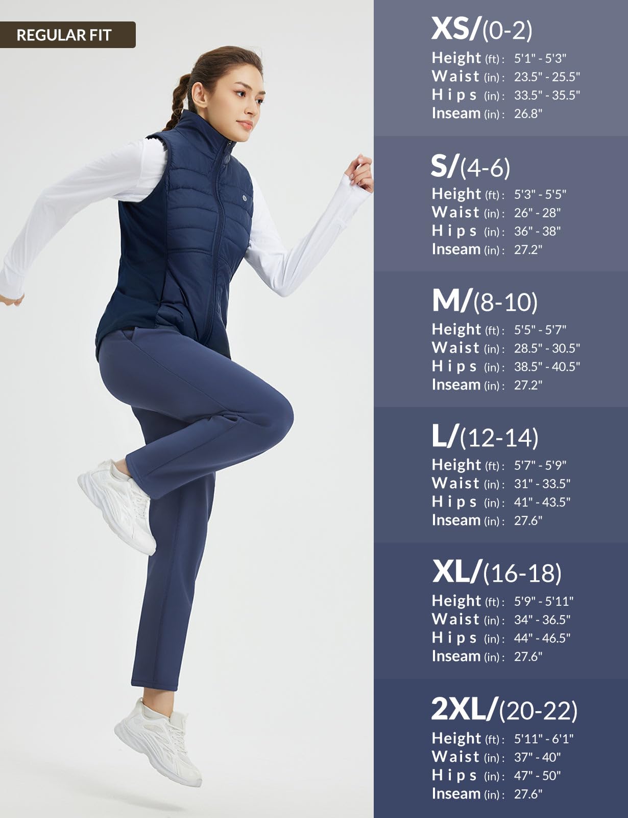 baleaf Women's Fleece Lined Pants Winter Warm Thermal Water Resistant High Waisted Travel Pants Thick Pants Work Golf Casual Navy Blue M