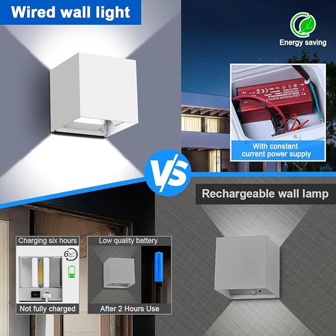 ledmo LED Outdoor Sconses Light Up and Down Wall Lights Adjustable Lighting Beam Aluminum IP65 20W High Power 6000K 1800LM Modern Exterior Lighting Fixture for Patio Home Yard 2 Pack Non Photocell