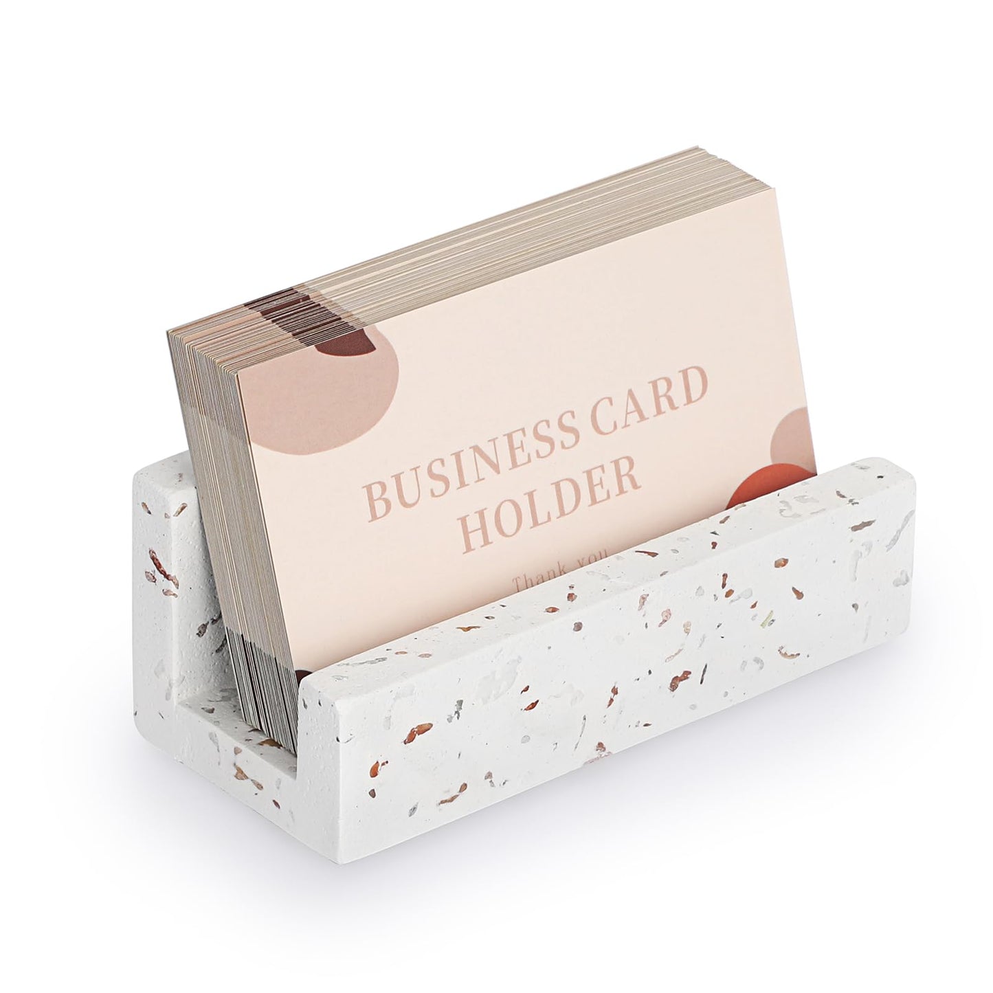 Hipiwe Business Card Holder for Desk Terrazzo Business Card Display Stand Desktop Cards Display Stand for Women Men Concrete Business Card Stand Organizer for Office